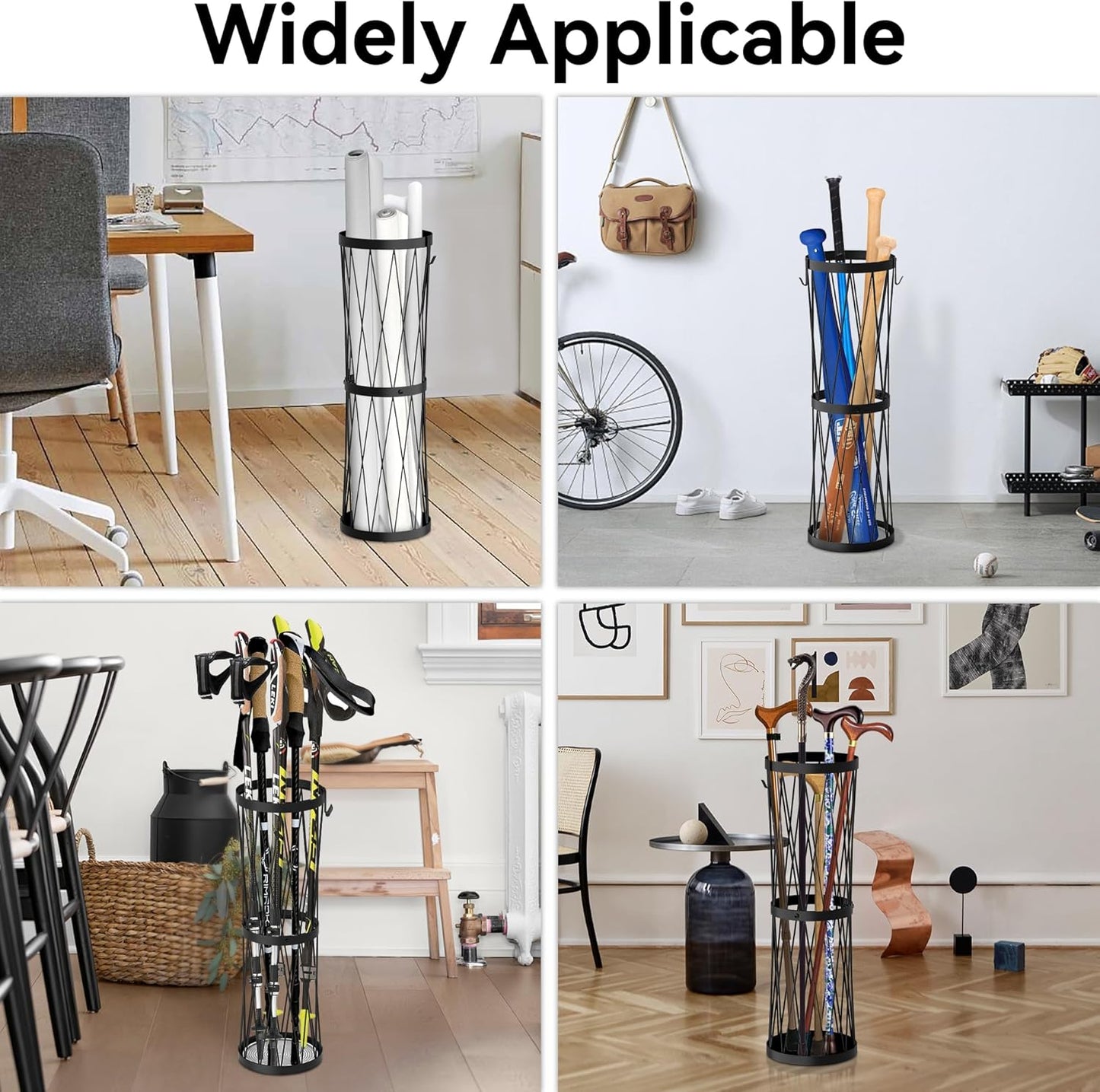 23 Inch Metal Umbrella Holder with Soak Stone and Hooks, Umbrella Stand for Entryway Indoor Outdoor, Umbrella Rack Storage for Home, Office, Hotel