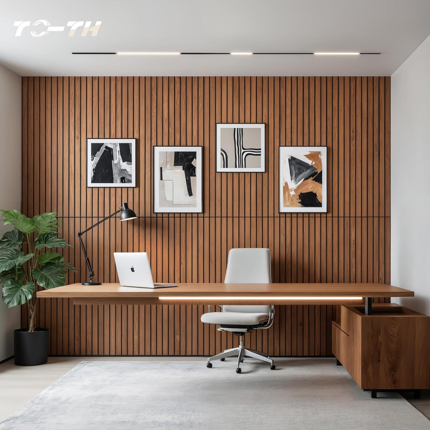 TO-TH Wood-Look Acoustic Panel, 4 Pack 47.2” x 23.6” Soundproof Wall Panels, Decorative Sound Absorbers Large Acoustic Panels for Home, Office, Basement, Cherry