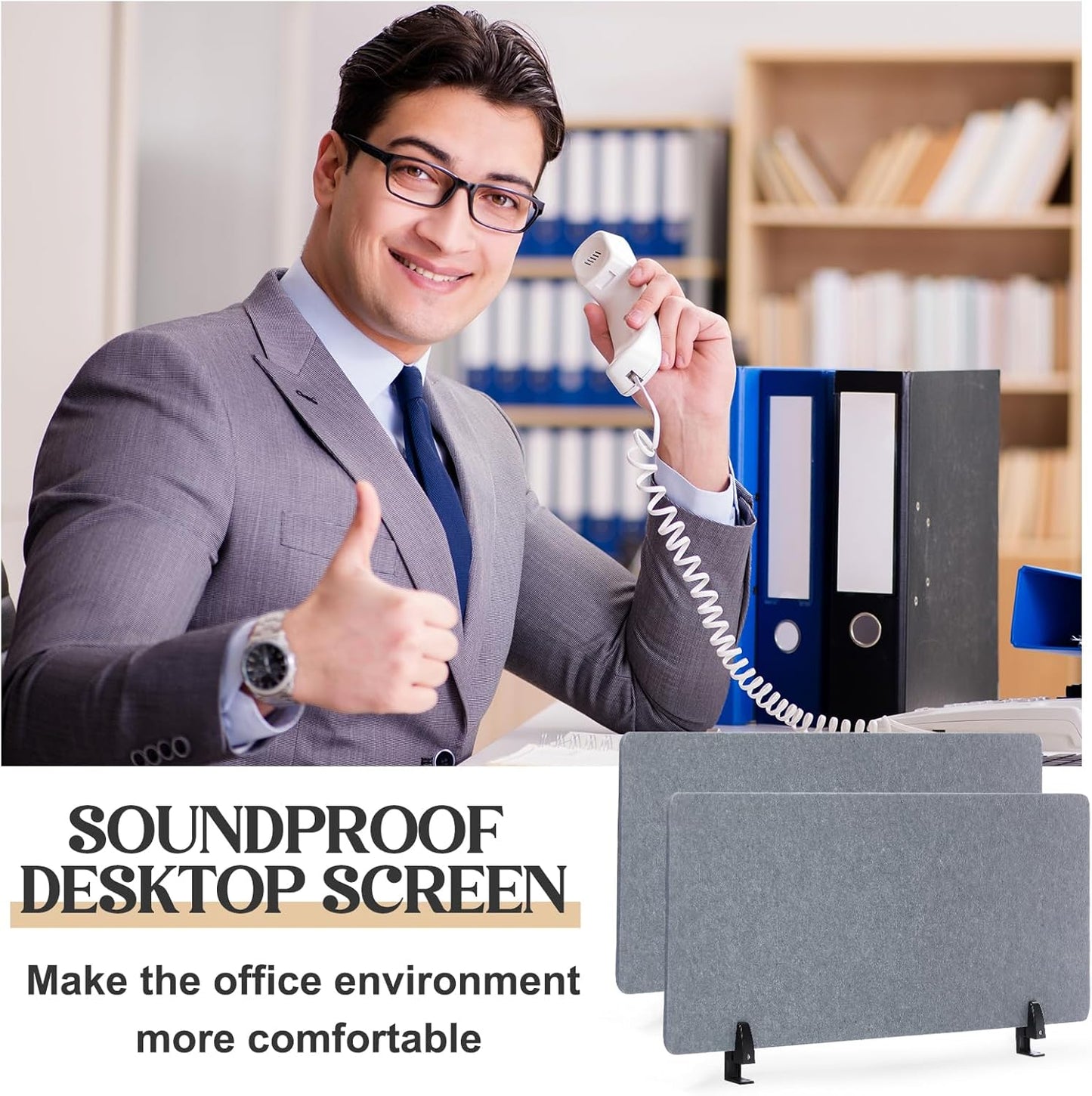 Wesiti 2 Pcs Acoustic Desk Divider Noise Reducing Desk Privacy Panel for Student Table Standing Sound Proof Divider Desktop Claw Office Furniture Partition for Classroom (Gray,59.06 x 15.75 Inches)