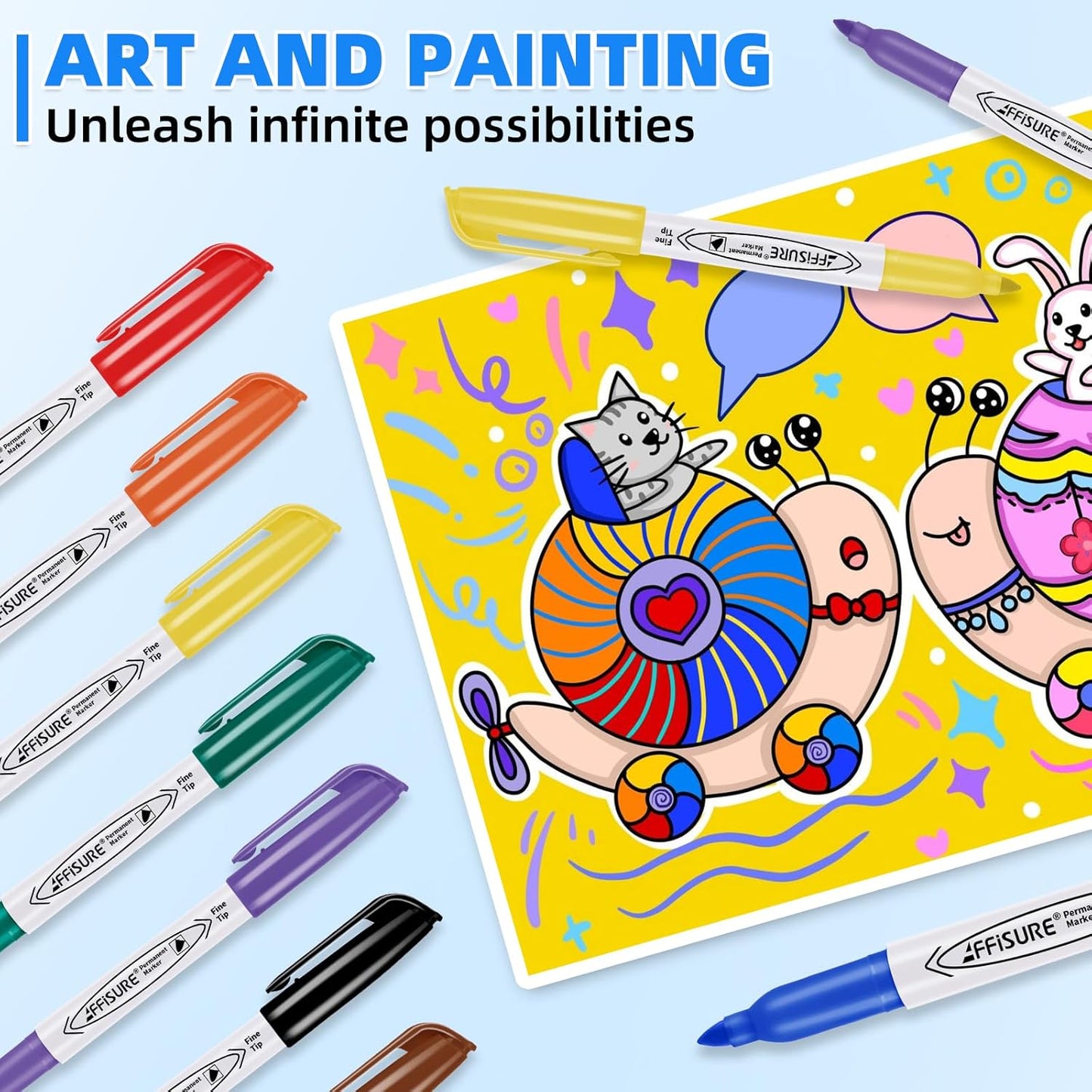 Permanent Markers Assorted Colors Set, 24 Colored Markers 24 Pack, Fine Point,Works on Wood, Plastic, Metal, and More, for Adults, Artist, Taecher, Kids