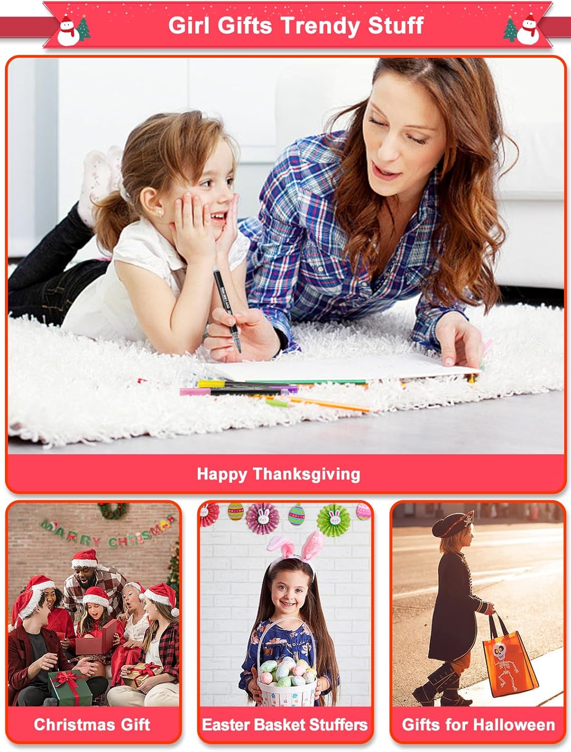 Outline Shimmer Markers, 48 Glitter Metallic Gel Pens for Coloring, Tween Teen Girl Gifts Trendy Stuff, Halloween Basket, Birthday Party, Cool Fun Art Crafts Supplies for Kids Girls Ages 8 10 12 14 16