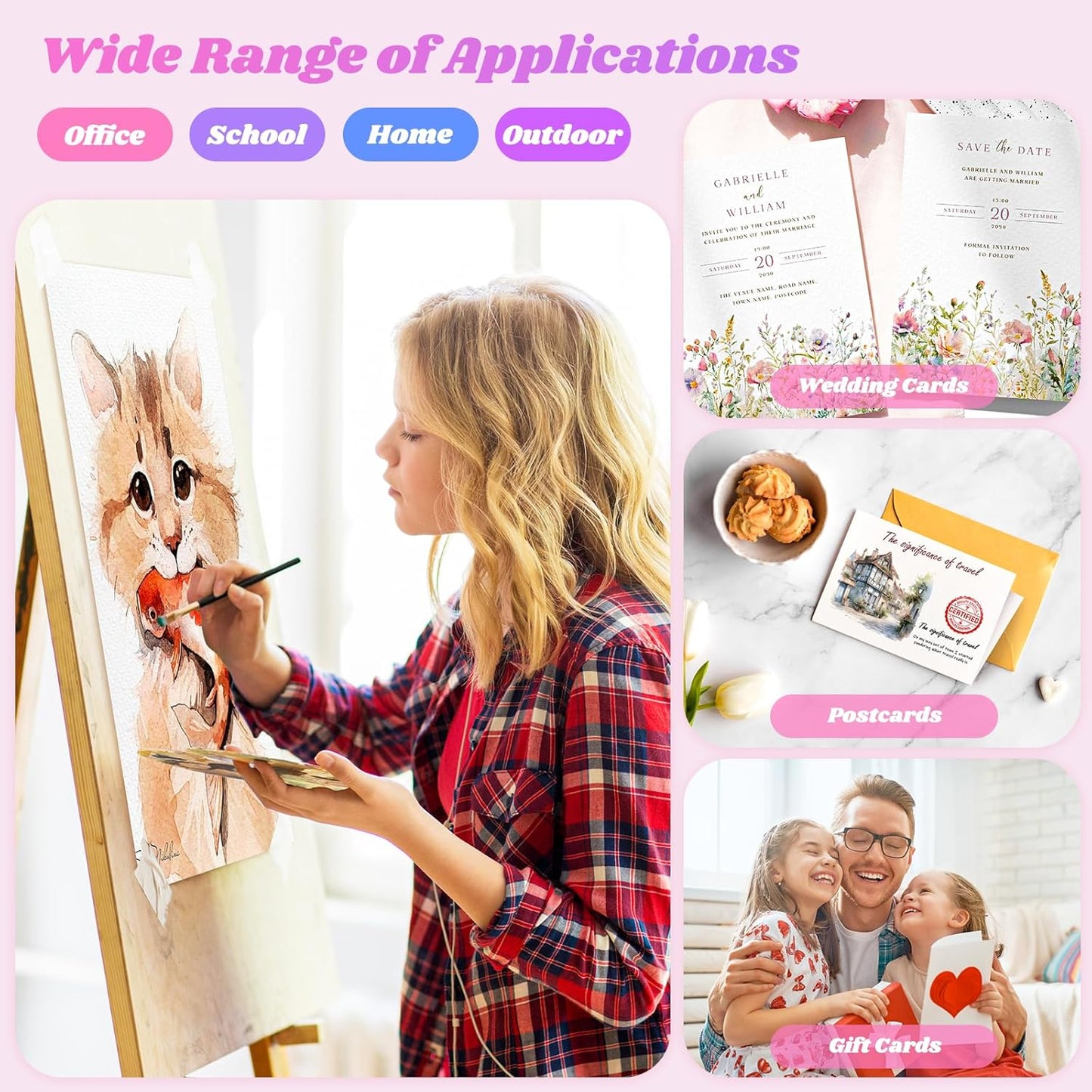 64 Sheets Watercolor Paper, 5"x7" Water Color Paper, 140lb/300gsm Artist Sketch Easel Acrylic Painting Loose Drawing Paper Bulk, Art Supplies for Kids Child Adults, Watercolors, Watercolor Paint Set