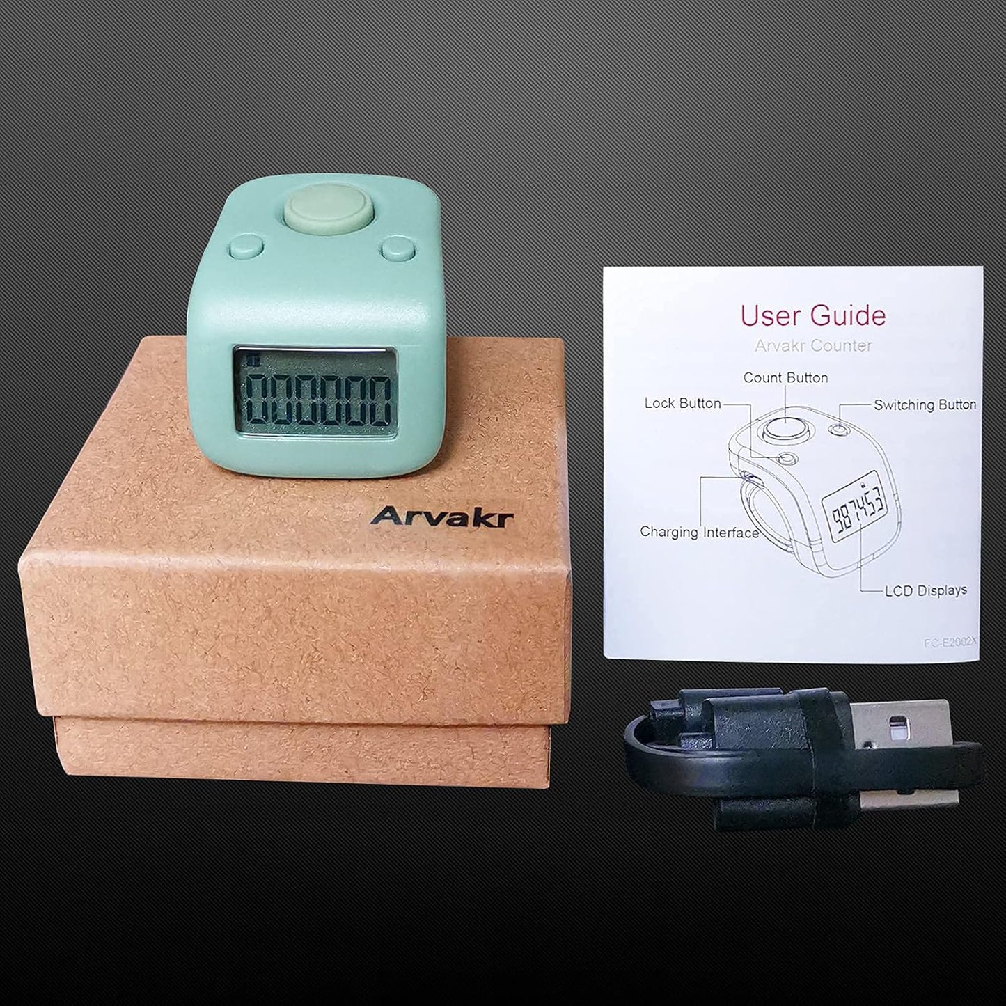 Rechargeable Silent Finger Counter 6 Channels Digital Tasbih Tally Clicker with LED for Prayer Knitting Sports Gift