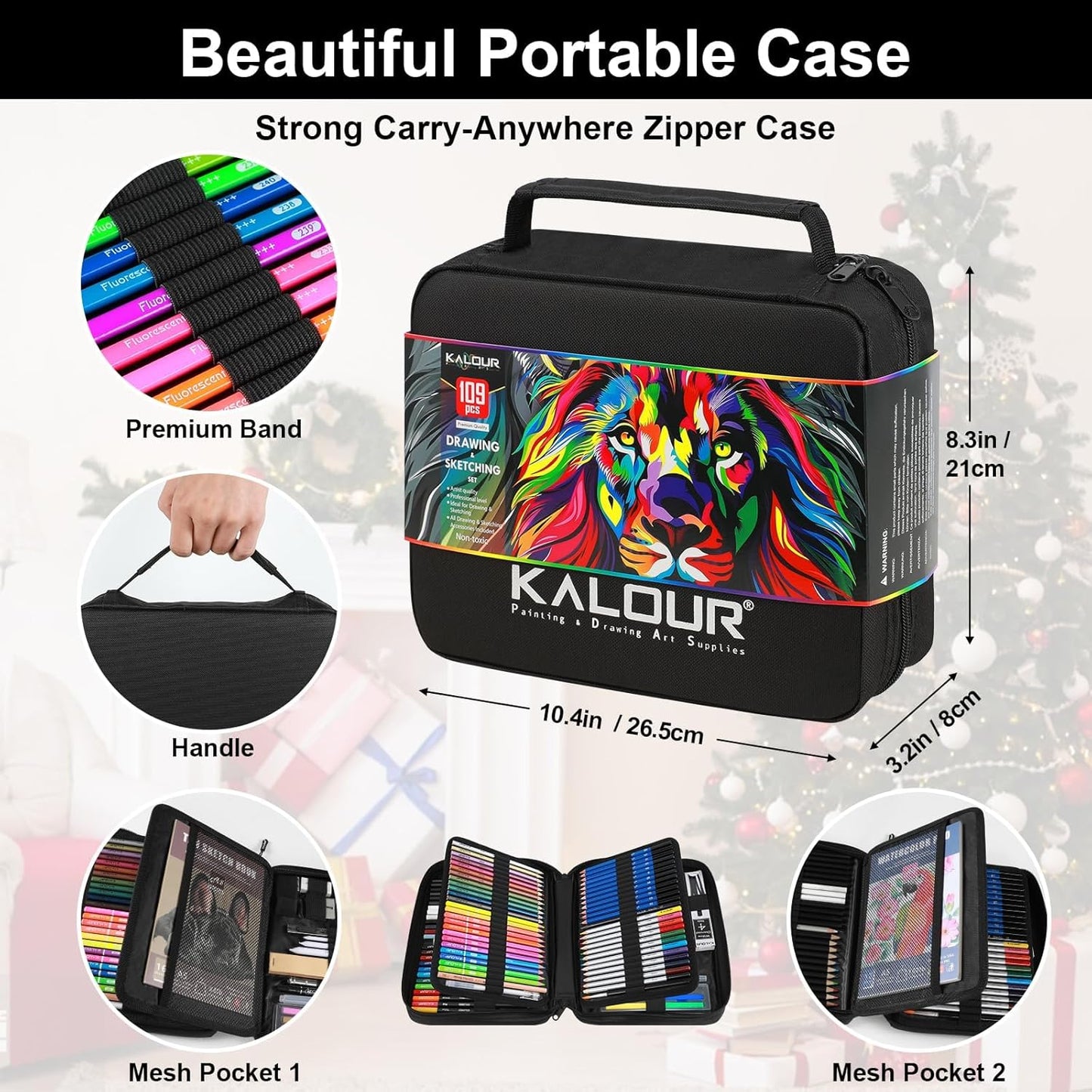 109 Drawing Set Sketching Kit, Pro Art Supplies with Fluorescent, Colored, Watercolor, Metallic, Graphite, Charcoal Pencils, 5 Sketchbook and Coloring Book, Gift for Artists Adults Teens Beginner