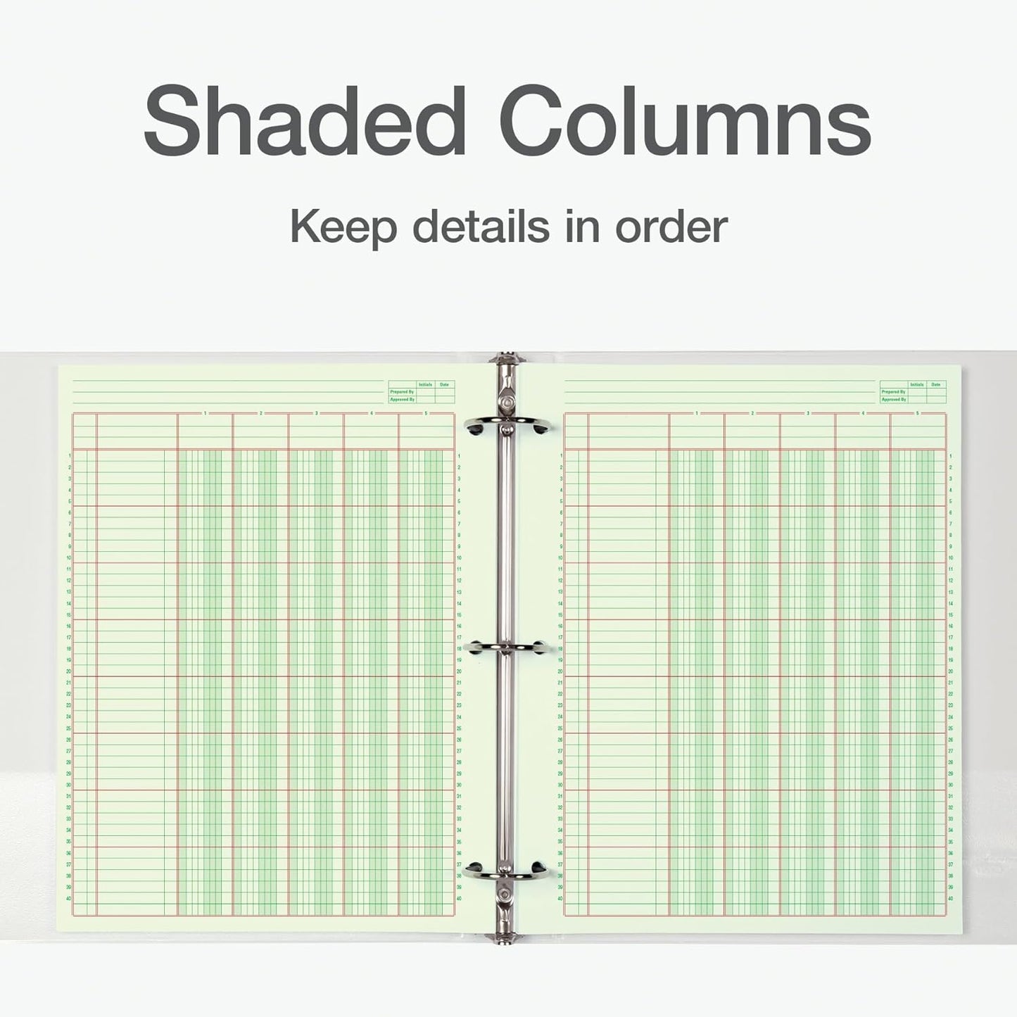 Adams Columnar Analysis Pad, 5 Column Ledger, 8.5" x 11", 100 Pages (50 Sheets), Green, 3 Hole Punch, for Accounting, Bookkeeping & Data (ACP85115)