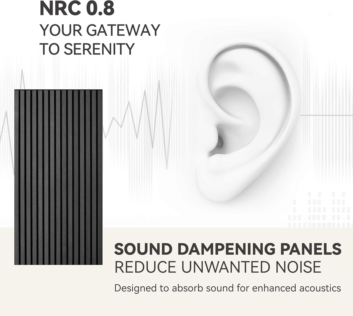 Upick Acoustic Wall Panels Sound Absorbing, 4 Pack 48 x 24 inch Sound Proof Foam Wall Panels & Wood Slat Wall Panels for Interior Wall Decor (Matte Black)