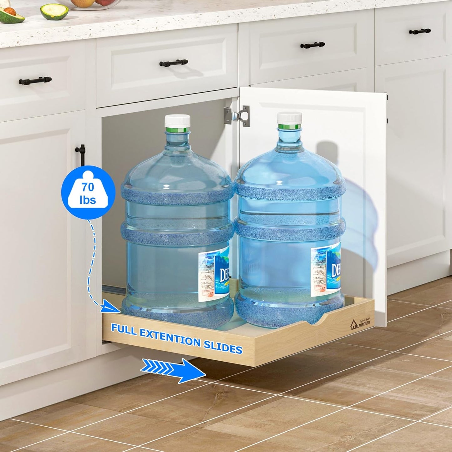 WelFurGeer Premium Birchwood Pull-Out Cabinet Drawers, 26" W x 22" D Pull Out Cabinet Organizer, Heavy-Duty Cabinet Organizer with Easy Installation, Space-Saving Pullout Drawer for Home & Kitchen