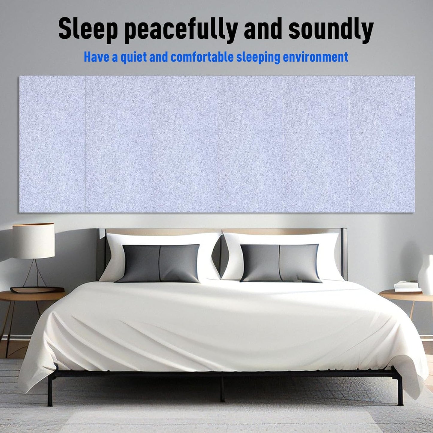 Frienda 6 Pack Large Acoustic Panels 47 x 24 x 0.4 Inch Fabric Wrapped Sound Proof Self-adhesive High Density Foam Panels for Recording Studio Acoustical Treatments Home Office(Silver Gray)