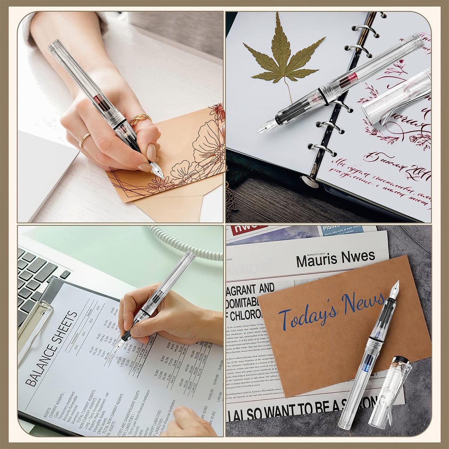 Calligraphy Set, 7 Pcs Fountain Pen with Different Replaceable Nib and 40 Replaceable Ink Cartridge in 11 Color for Beginner Writing and Drawing Calligraphy Kit