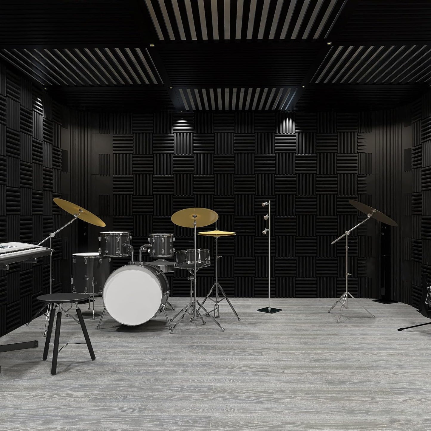 4 Pack Curved Bass Traps Corner Acoustic Foam, Large Size 16.5" X 6.3" X 12" Sound Absorbing Corner Bass Traps for Studio and Home Theater Low Frequency