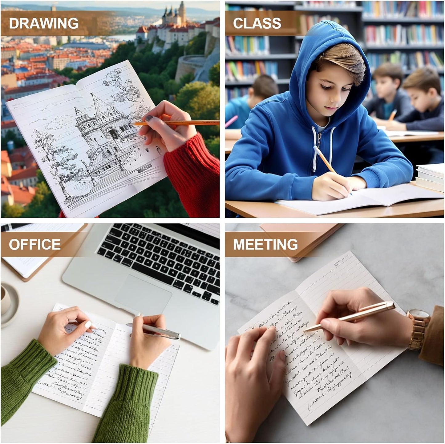 30 Pack Lined Kraft Notebooks Bulk, A5 Blank Paper Journal Notebooks for Office Work, 8.3x5.5inch Kraft Composition Notebook for School Student, 60 Pages