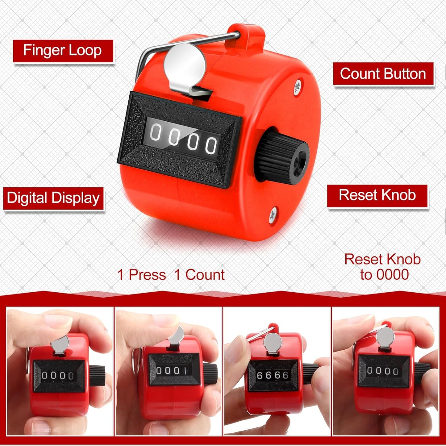 Draupnir 24Pcs Handheld Tally Counter, Metal Pitch Counter Hand Mechanical Counters Clickers for School Event, 8 Colors Counting Numbers for Coaching, Fishing, People, Golf Lap, Stadiumand Sport Row