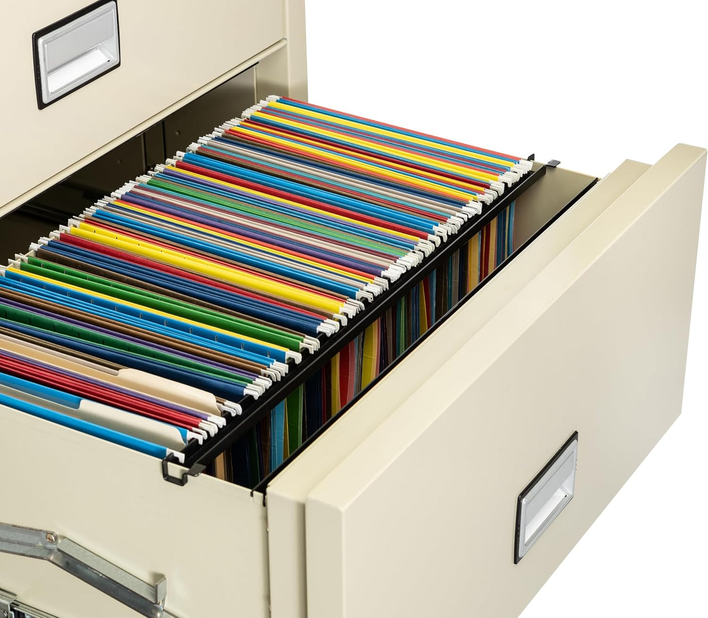 31 inch Wide 4-Drawer Lateral Fireproof File Cabinet – Legal and Letter Size Filing – Key Lock – Water Resistant – Fire Safe and Impact Rated – Putty Finish – Model LAT4W31P