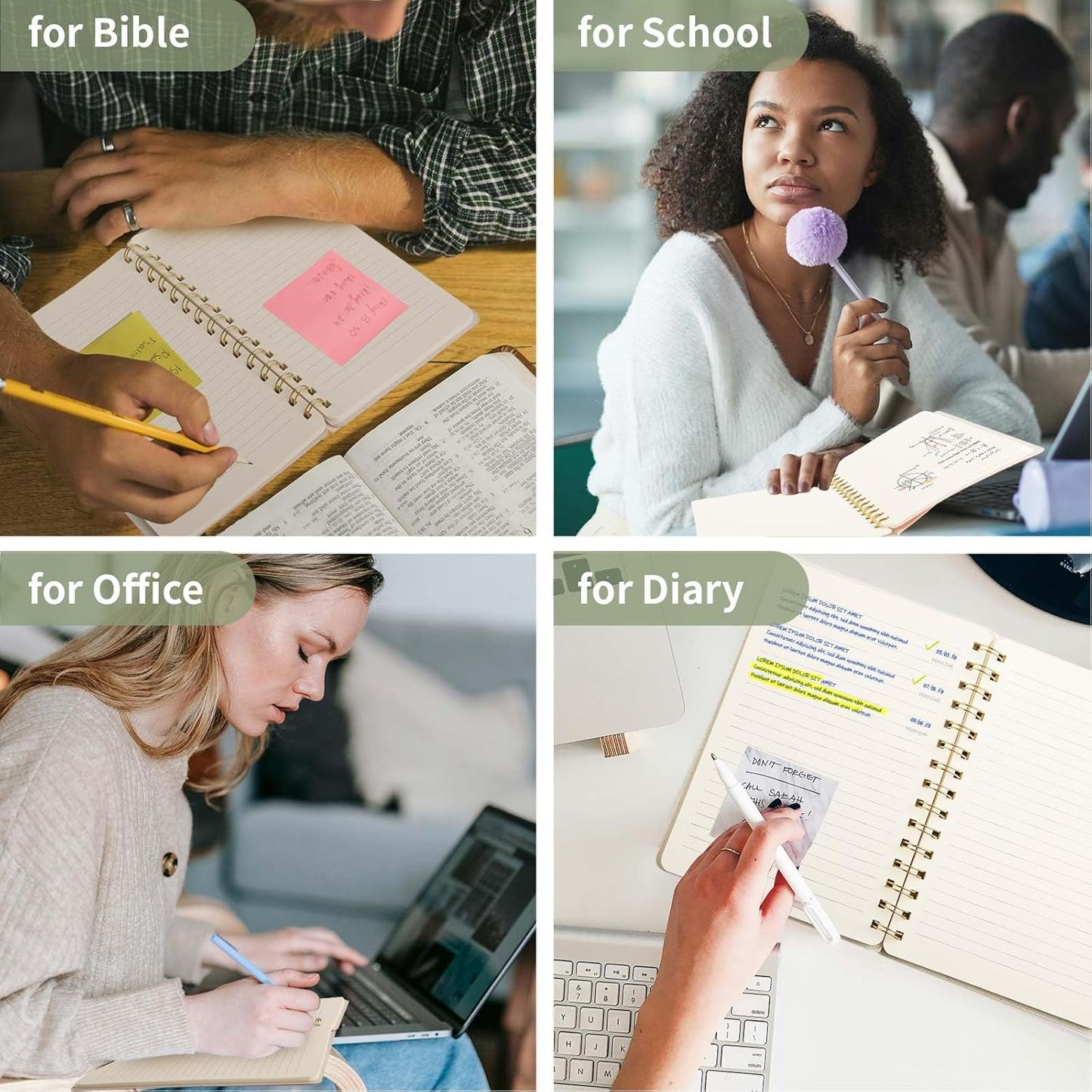 Lined Spiral Notebook College Ruled A5 Journal Book for Note Taking, 160 Pages Writing Journal for Office and Home School Supplies 5.75x8.125 inch - ArmyGreen