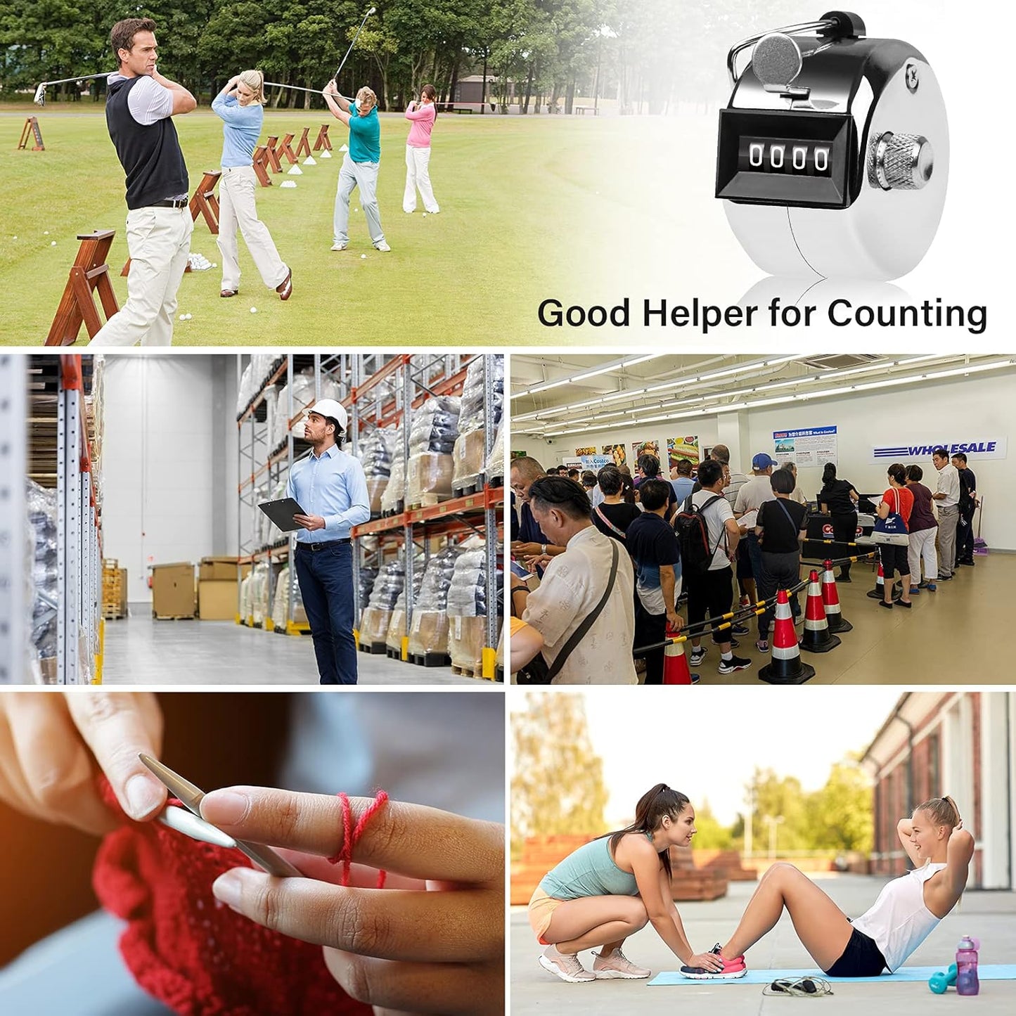 Tally Counter, 4-Digit Clicker Counter, Metal Hand Tally Counters Clicker Pitch Counter for Counting, Knitting, Coaching, Golf, Lap, Fishing