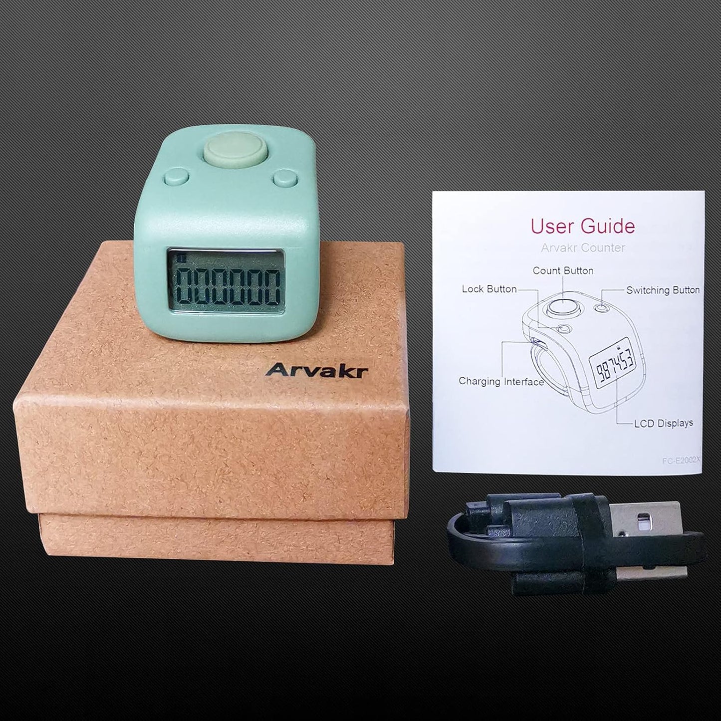 Rechargeable Silent Finger Counter 6 Channels Digital Tasbih Tally Clicker with LED for Prayer Knitting Sports Gift