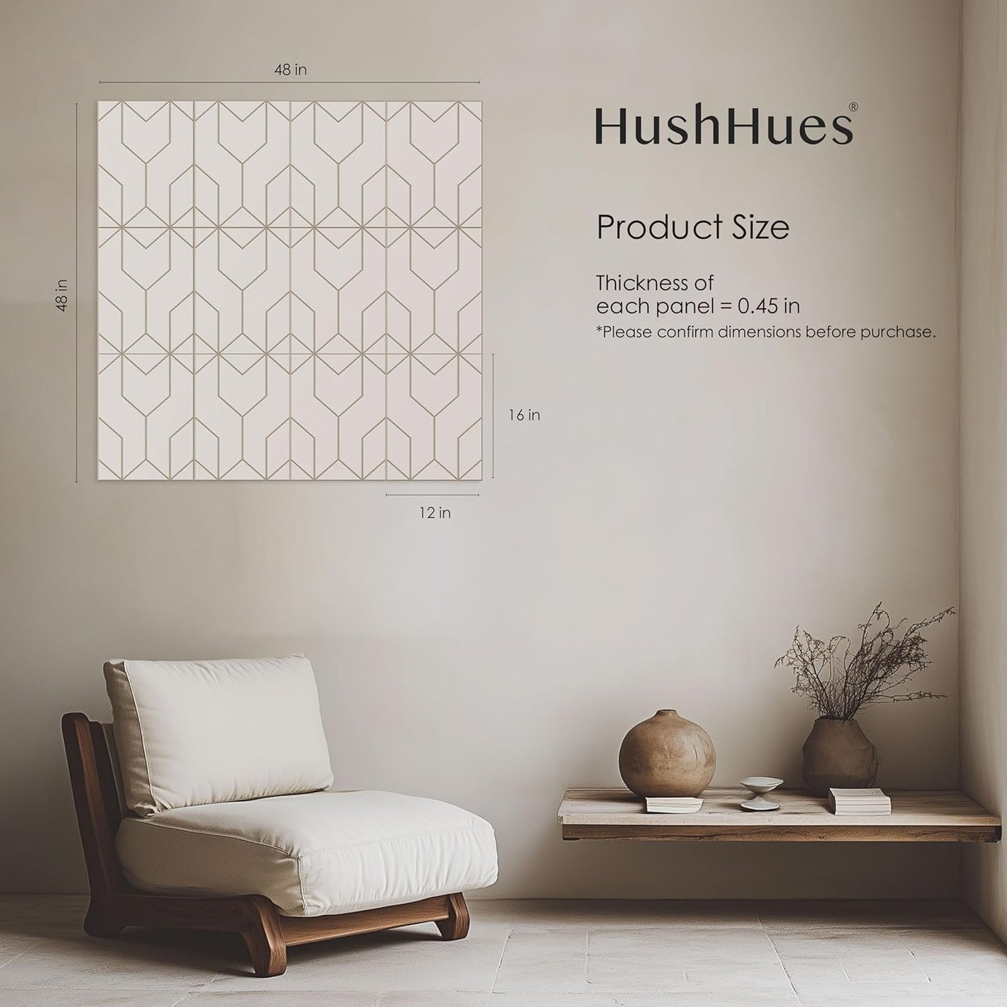 12-Pack Acoustic Panels, 16"x12"x0.4" Large Acoustic Wall Panels, Self-Adhesive Noise Absorbing Panels for Recording Studios, Off-White+Camel Decorative Acoustic Panels