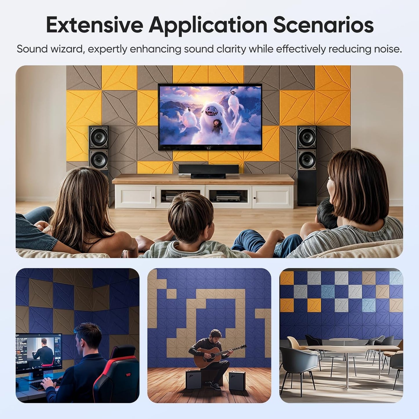 12 Pack 12" X 12" X 0.4" Acoustic Panels for Wall Sound Absorbing, P-Stripes Square Self-Adhesive Sound Panels, High Density Suitable for Multiple Scenarios(Dark Camel)