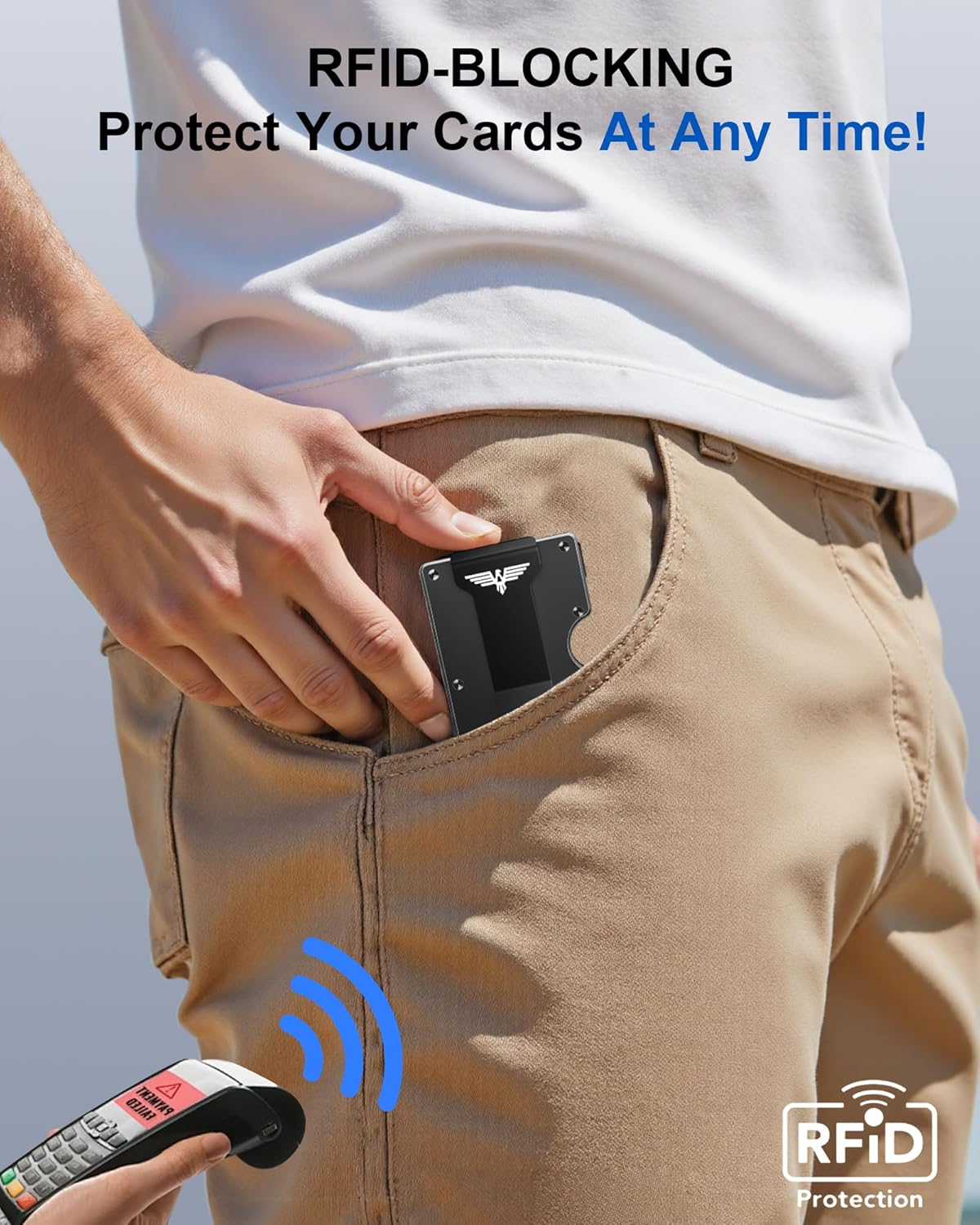 Minimalist Wallet for Men, Metal Wallet with Money Clip, Slim Compact Wallet, RFID Blocking Card Holder, Metal Aluminum Credit Card Holder, Holds up to 20 Cards