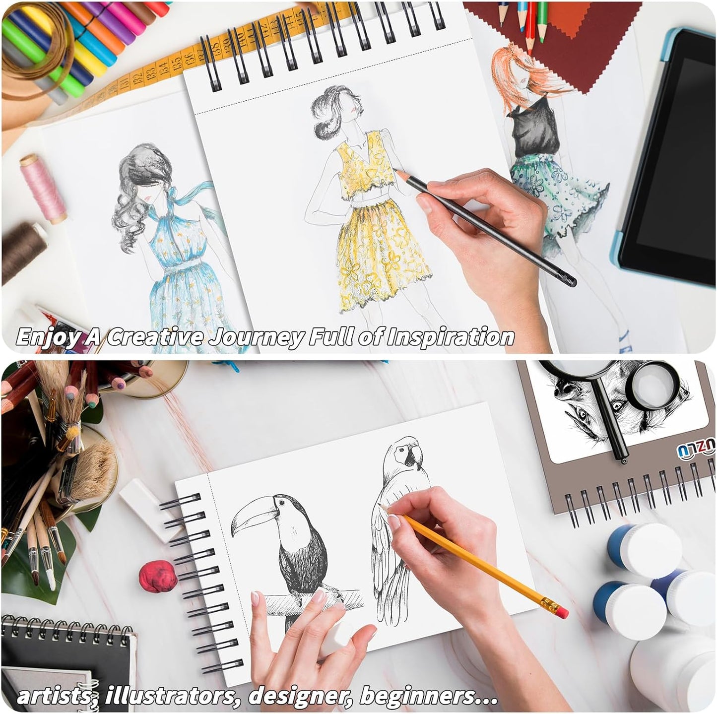 20 Pcs Sketch Book Bulk 5.5 x 8.5 In Drawing Paper Pad Top Spiral Bound Sketch Book 800 Sheet 68lb/100gsm Thick Paper Acid Free Mixed Media Sketchbook Art Supplies for Kid Adult Painting Beginner Artist