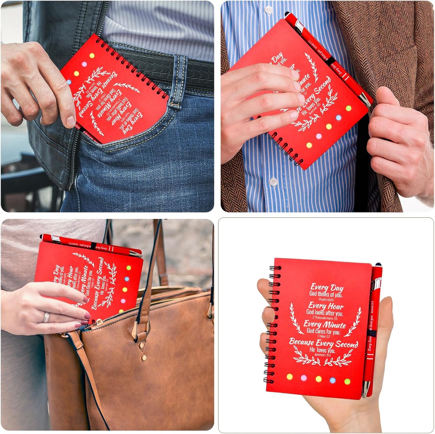 200 Pcs Bulk Fathers Day Christian Gifts Prayer Journal for Woman - 100 Set Religious Notepad with Christian Pen - Bible Notebook - Church Gifts for Inspirational, Bible Study, Devotions ( Red )