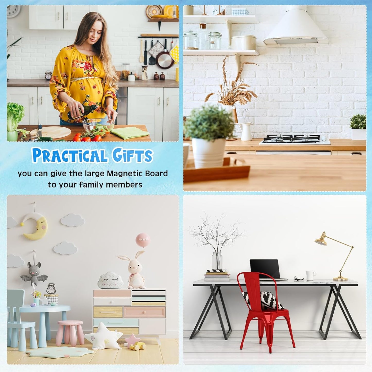 6 Pieces 36 Inch Frameless Magnetic Stainless Iron Board Strips Bulletin Bar Magnetic Wall Board Memo Strip Set with 48 Pieces Colorful Magnets for School Office Home