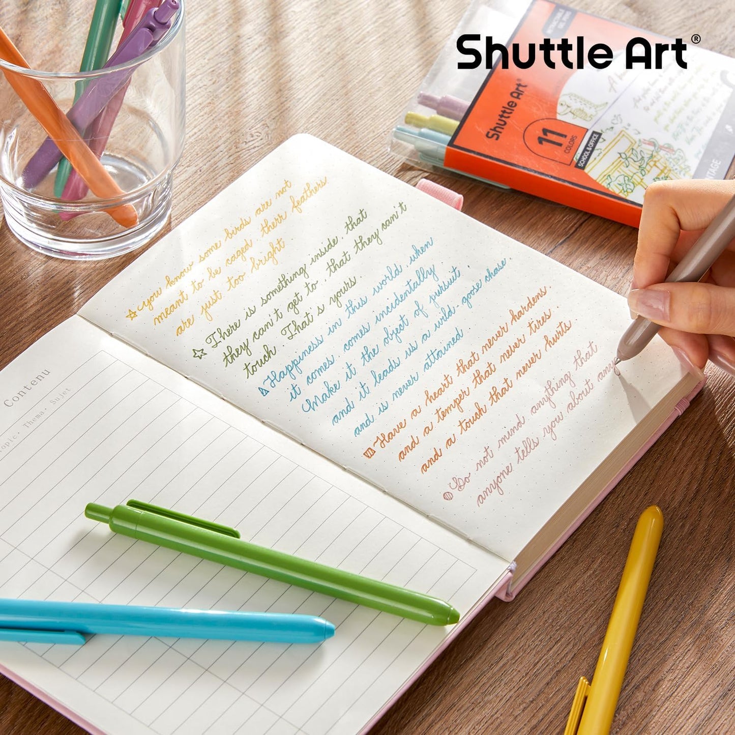 Shuttle Art Colored Retractable Gel Pens, 11 Vintage Ink Colors, Cute Pens 0.7mm Medium Point Quick Drying for Writing Drawing Journaling Note Taking School Office Home