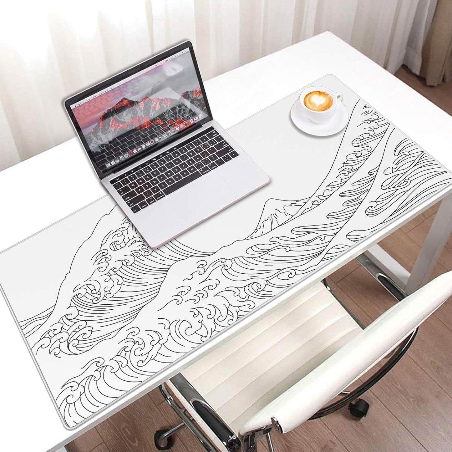 JIALONG Gaming Mouse Pad, Large Mousepad with Non-Slip Rubber Base, Smooth Cloth Surface Desk Keyboard Mat for Computer, PC, Laptop, Desktop 35.4 x 15.7 Inches, White