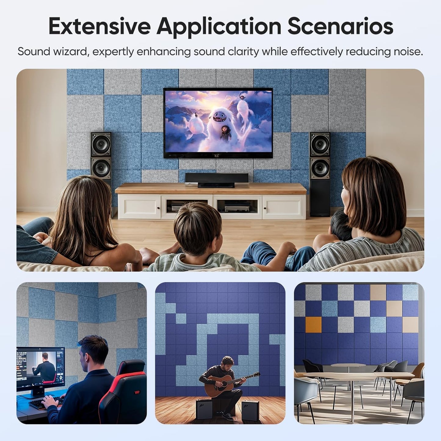 12 Pack 12" X 12" X 0.4" Acoustic Panels for Wall Sound Absorbing,Square Self-Adhesive Sound Panels, High Density Suitable for Multiple Scenarios(Light Sky Blue)