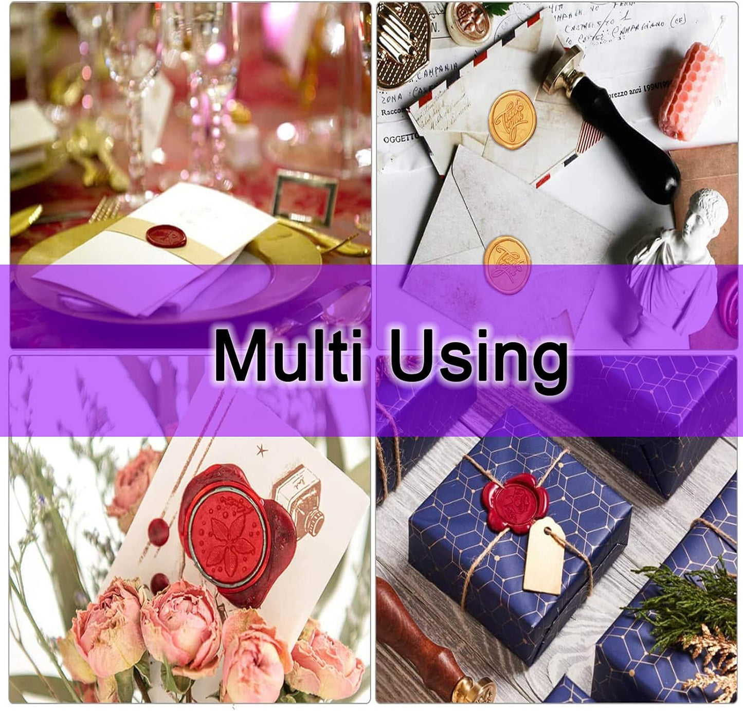 Wax Seal Stamp Kit, YIPLED 24 Colors 748 Pcs Sealing Wax Beads with Wax Seal Stamp, Tea Candles, Stamp Warmer, Melting Spoon, Envelopes and Metallic Pens, Wax Seal Kit for Birthday & Gift Decoration