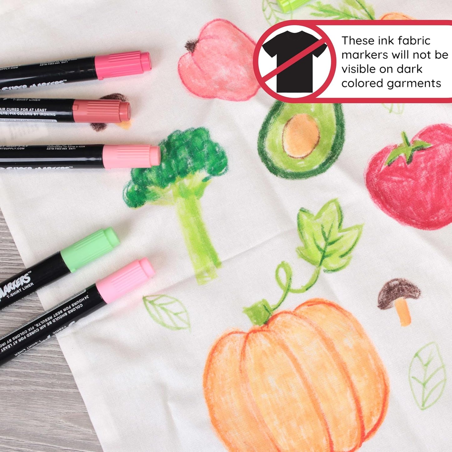 Super Markers 20 Unique Pastel Colors Dual Tip Fabric & T-Shirt Marker Set - Double-Ended Fabric Markers with Chisel Point and Fine Point Tips - 20 Permanent Ink Vibrant and Bold Colors