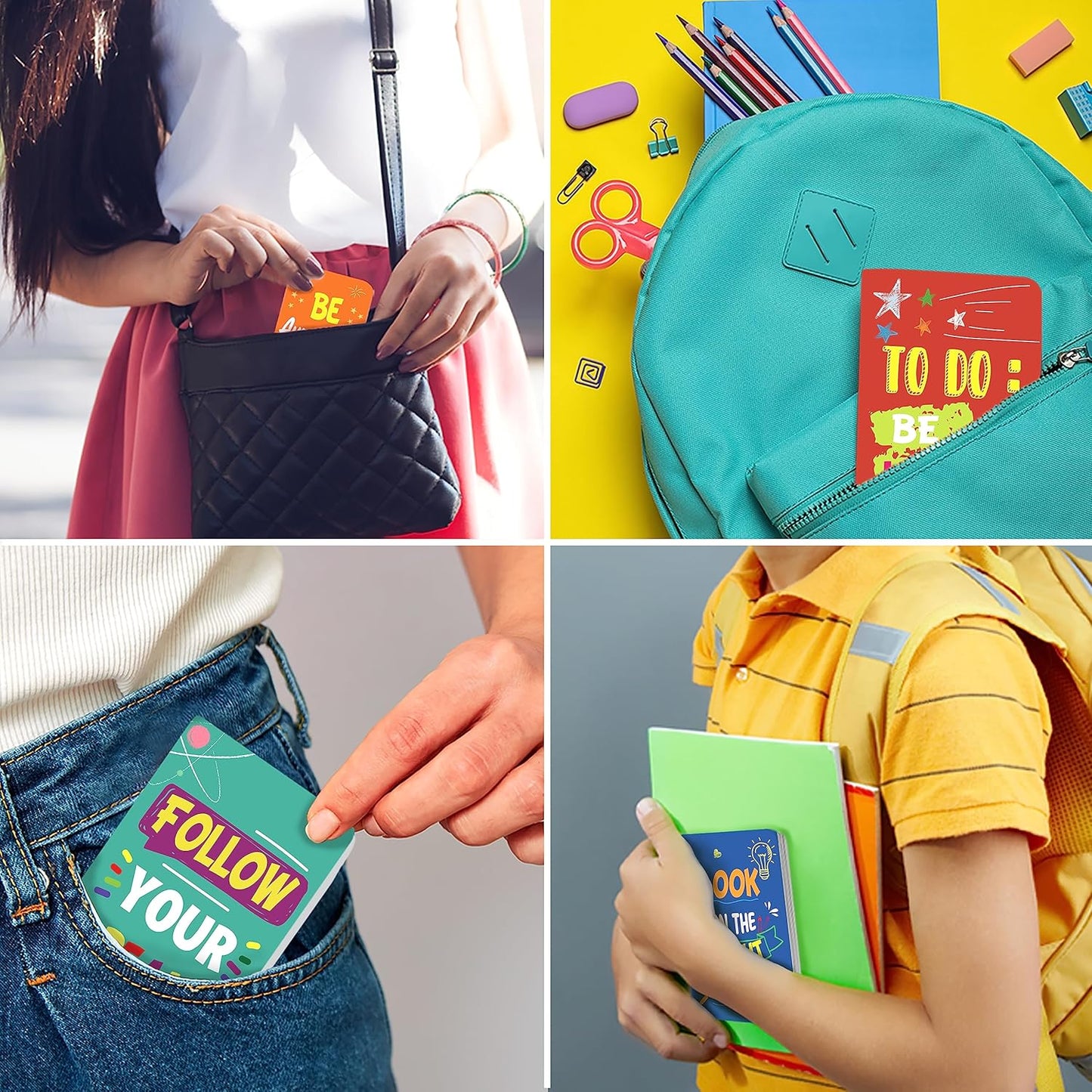 24 Pcs Mini Colorful Notebooks, Funny Motivational Journals Notepads Inspirational Notepads Small Pocket Notebook for Kids Teacher School Office Gift Bulk Prizes Travel Supplies (Colorful)