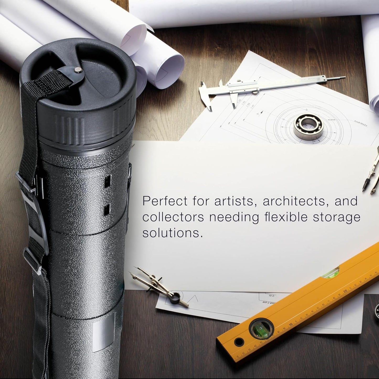 U.S. Art Supply Extra-Large Telescoping Drafting Tube - 7-1/4" Outside/6-5/8" Inside Diameter, Expands 42" to 62", Durable Protection with Shoulder Strap - Ideal for Posters, Blueprints, Art & More