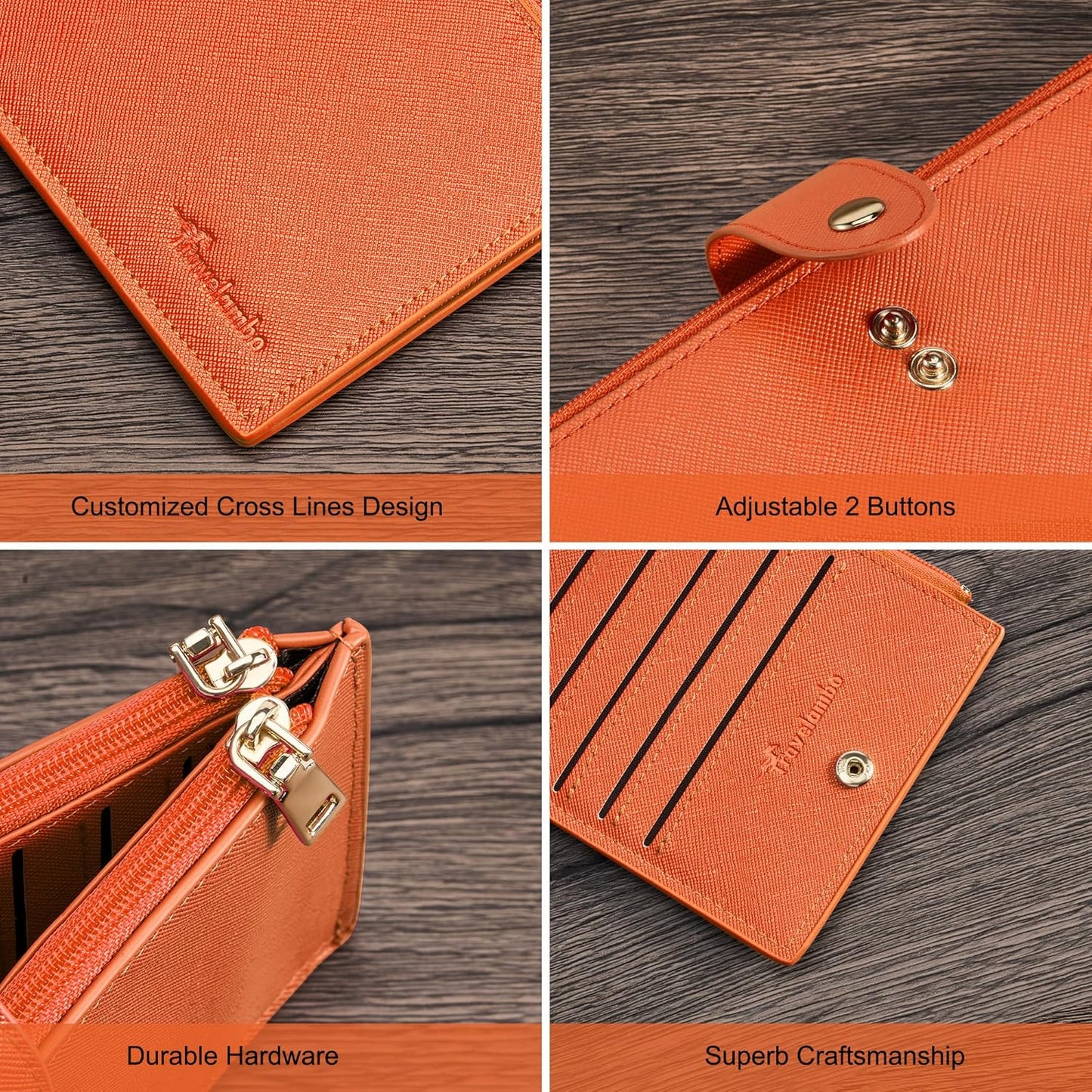 Travelambo RFID Wallet Women Large Size Bifold Multi Card Wallet Case with Zipper Pocke Credit Card Holder for Women