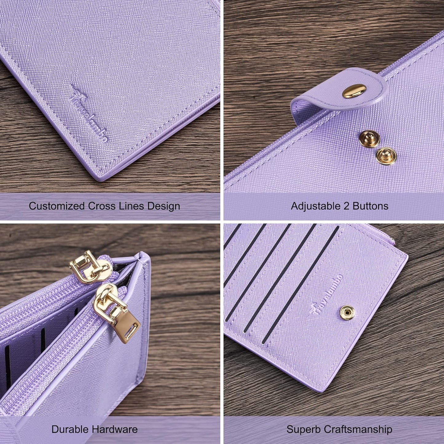 Travelambo RFID Wallet Women Large Size Bifold Multi Card Wallet Case with Zipper Pocke Credit Card Holder for Women