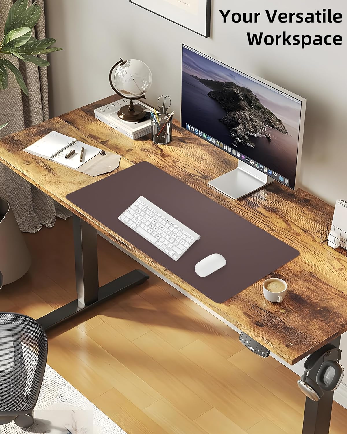 Desk Pad Mat - Leather Desk Pad Protector for Office and Home - Desk Organization and Accessories - Ideal for Large Mouse Pad and Desk Mats on Top of Desks(Coffee,35.4" x 17")