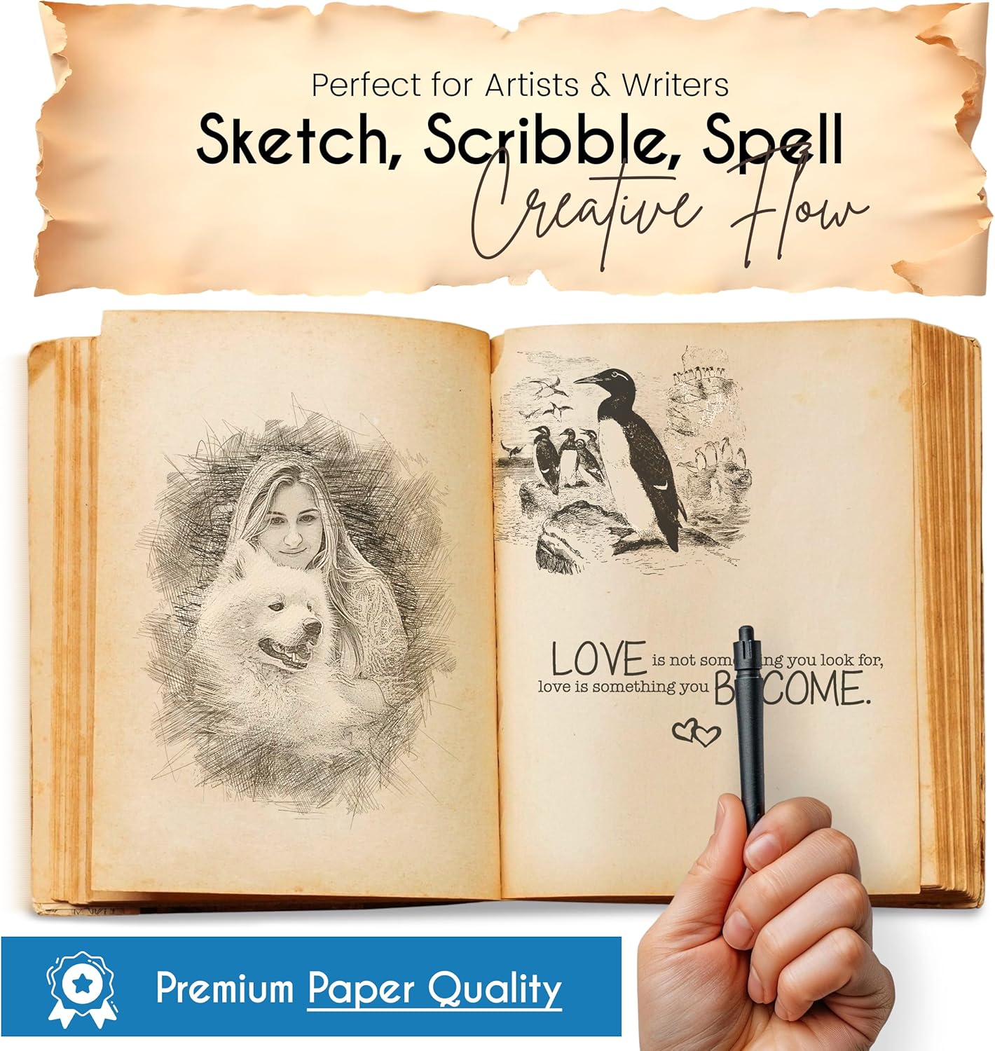 Busybee Spell Book of Shadow Leather Journal Diary with Clasp Lock β 200 Page Deckle Edge Leather Bound Notebook β Vintage Notebook for Writing, Drawing, Home, Office, Travelling