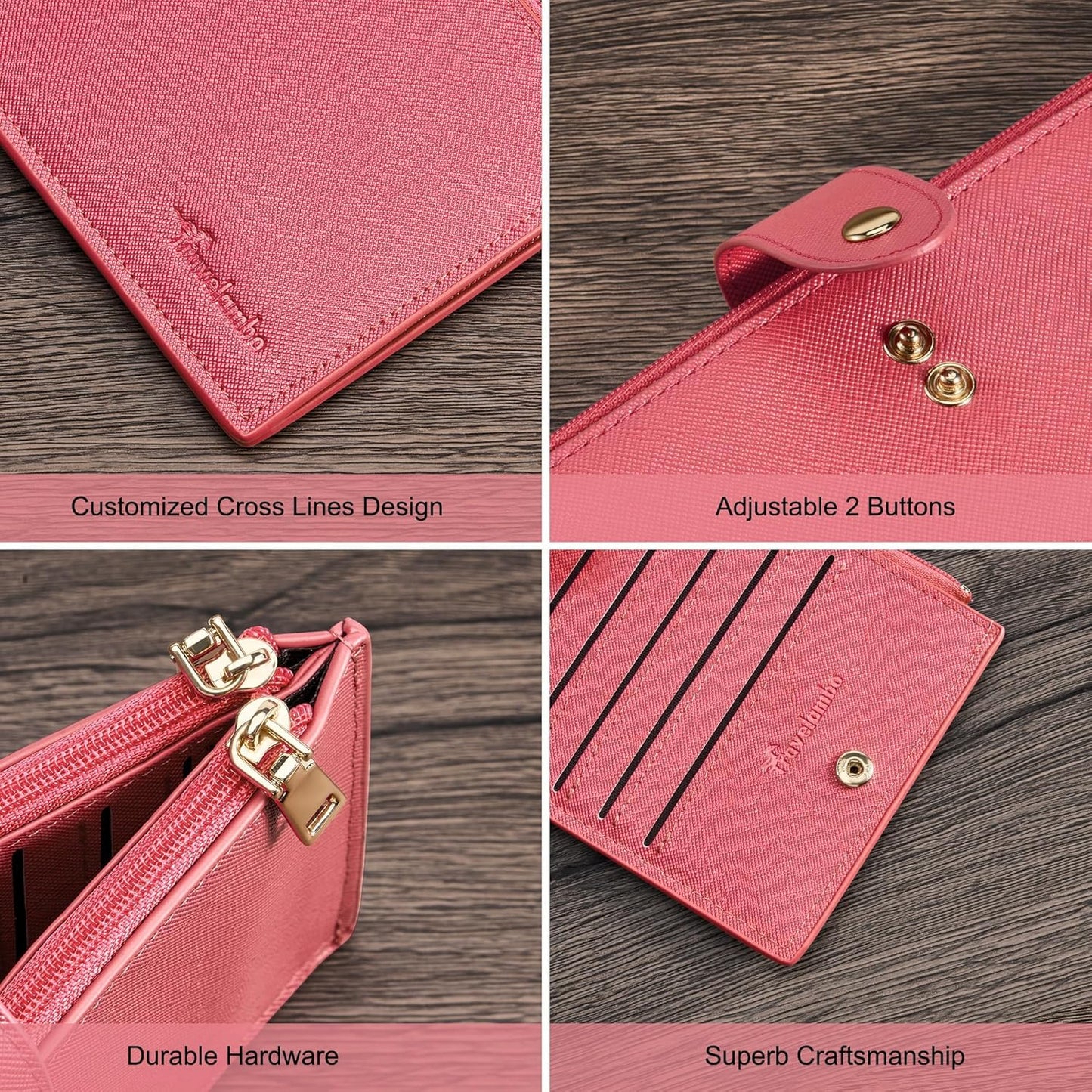 Travelambo RFID Wallet Women Large Size Bifold Multi Card Wallet Case with Zipper Pocke Credit Card Holder for Women