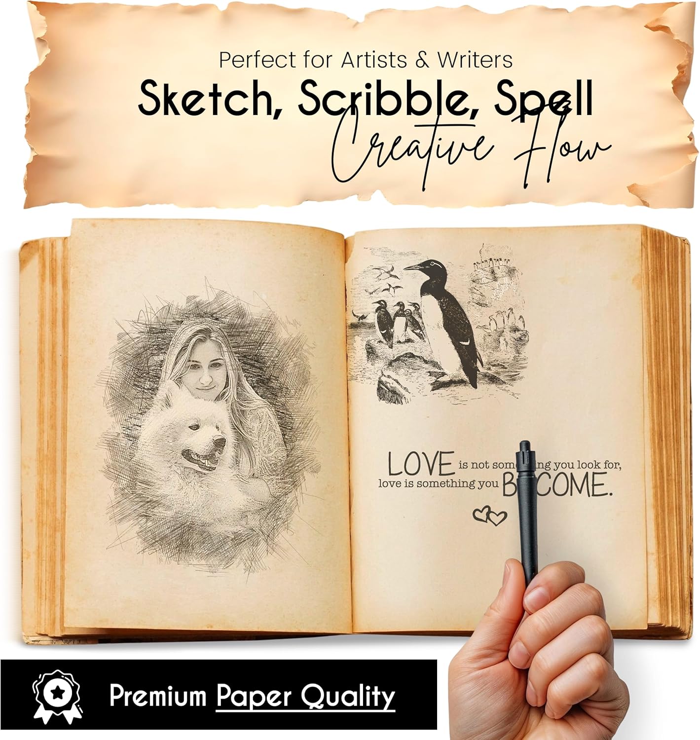 Blank Spell Book of Shadows, Luna Moth & Butterfly Leather Journal with Vintage Clasp Lock β 200 Page Antique Deckle Edge Leather Bound Notebook β Notebook Journal Gift for Men & Women