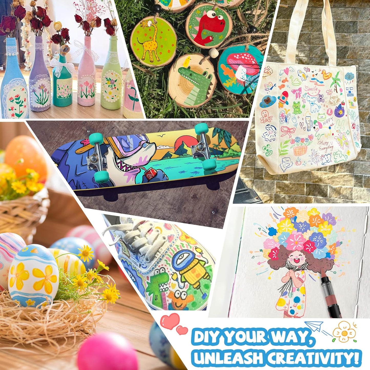 Art+soul Acrylic Paint Markers, 12 Colors - Soft Brush Tip & Automatic Ink Control System, Big Volume Ink for Rock Painting, Paper, Wood, Stone, Canvas, Glass Surfaces, DIY Crafting & Art Supplies