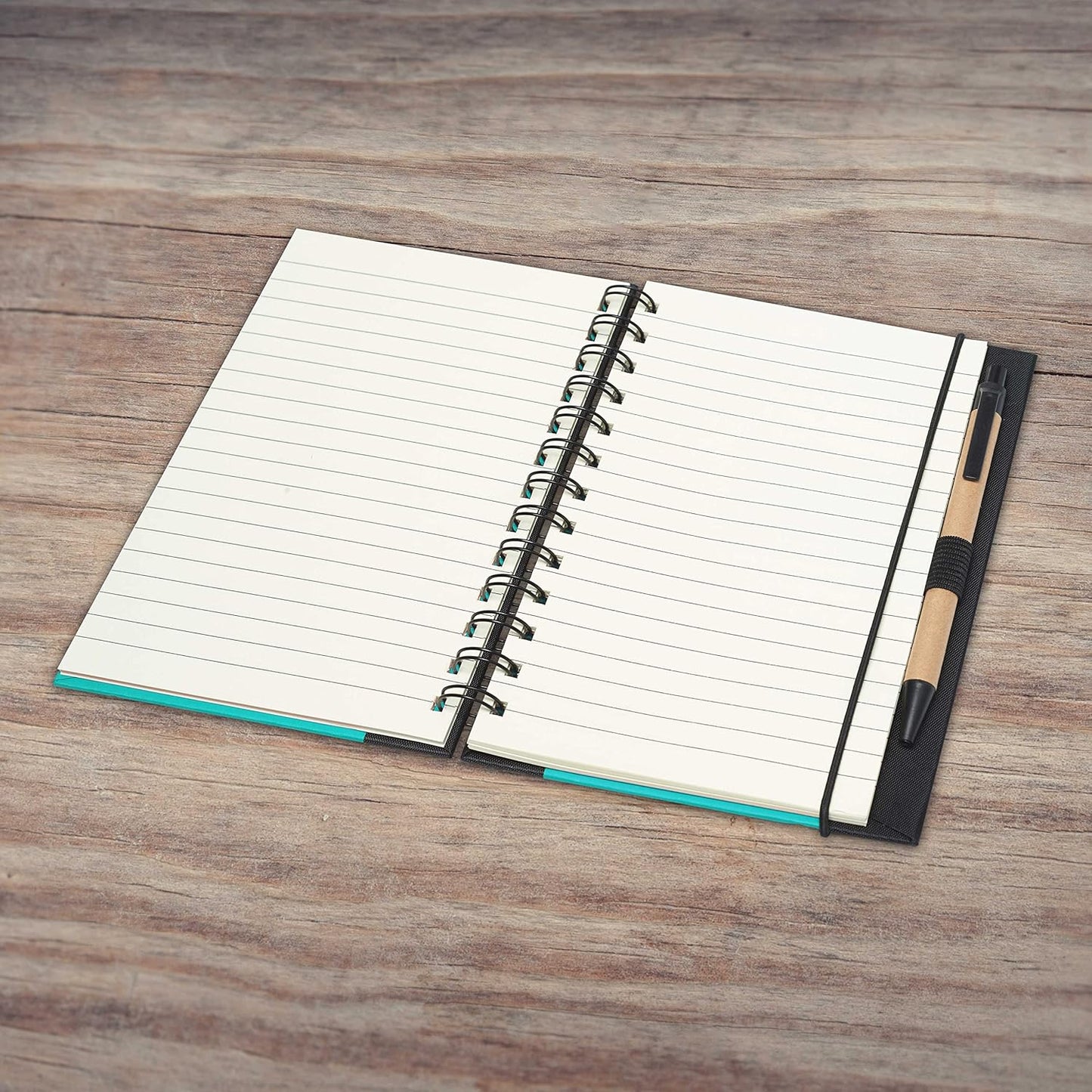 DISCOUNT PROMOS Custom Eco Block Notebooks with Pens Set of 10, Personalized Bulk Pack - Perfect for School, Office, Business, Home - Aqua