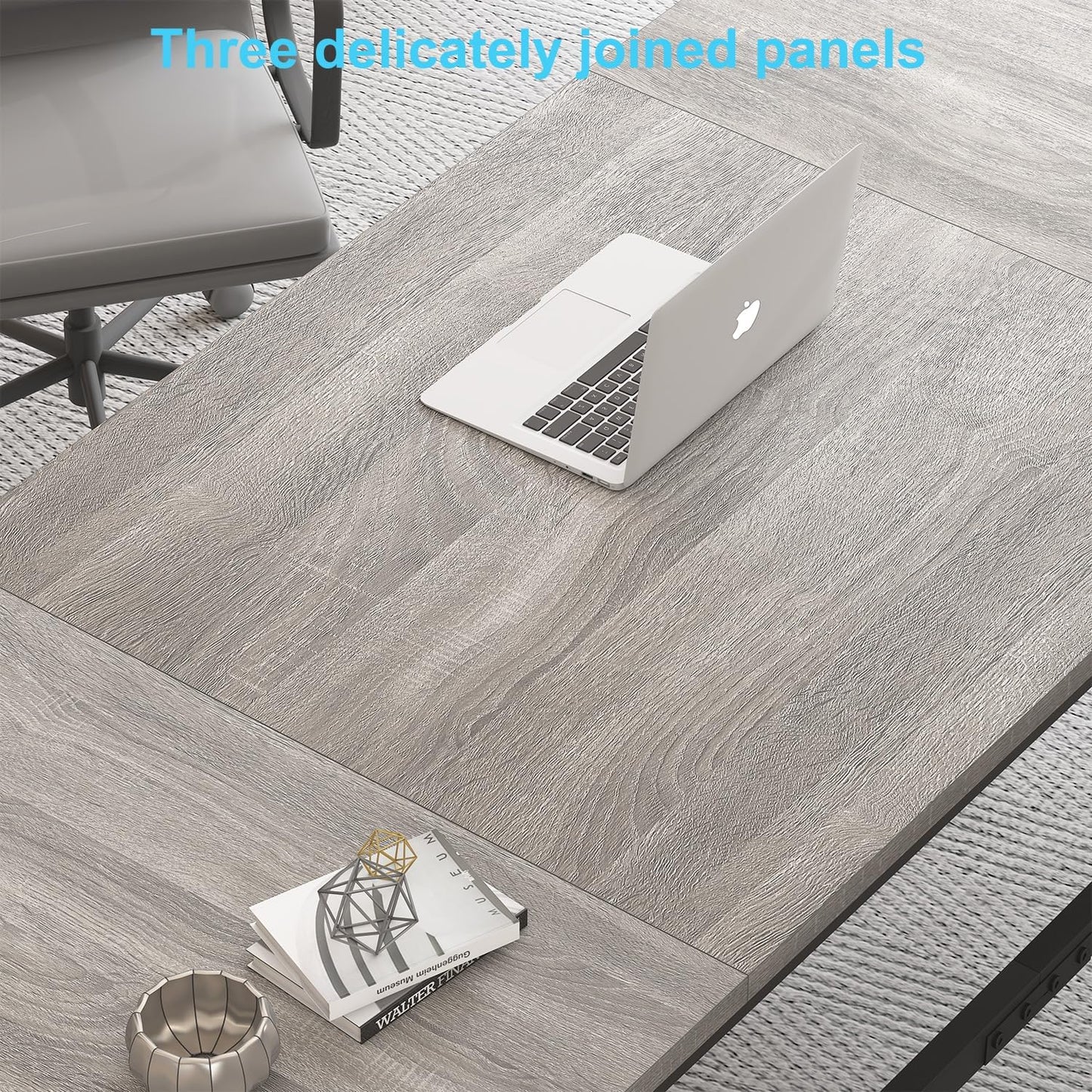 HSH 70 Inch Long Grey Desk, Large Home Office Computer Desk for 2 People, Industrial Wood and Metal Executive Work Writing Study Gaming Desk Table, Modern Bedroom Simple PC Laptop Desk Double Desk