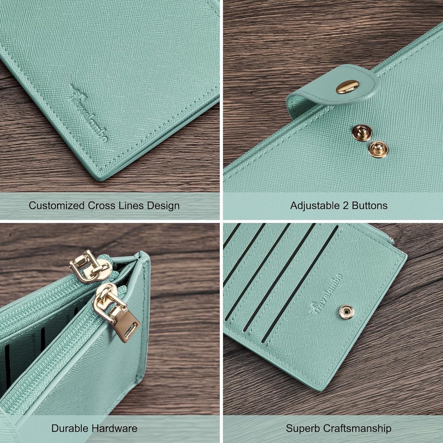 Travelambo RFID Wallet Women Large Size Bifold Multi Card Wallet Case with Zipper Pocke Credit Card Holder for Women