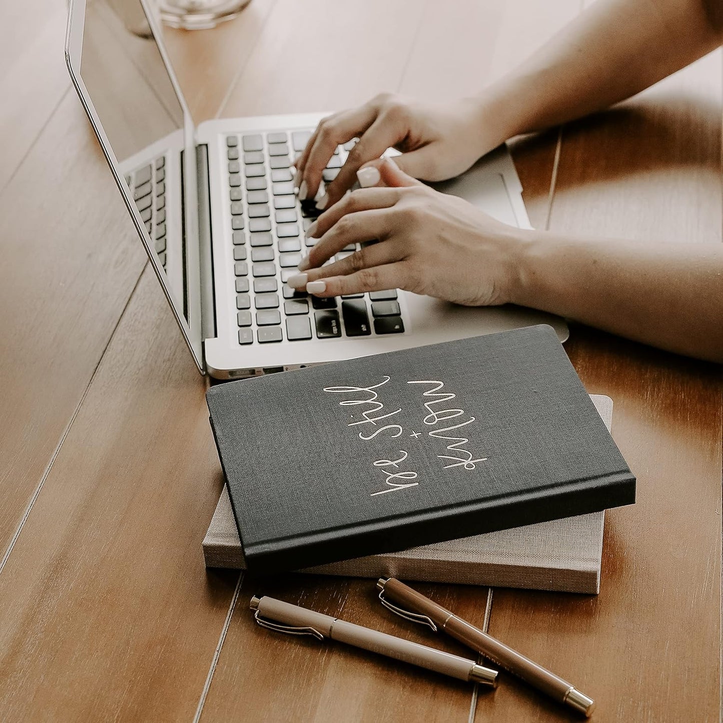 Sweet Water Decor Be Still and Know Notebook for Women - Bible Study Notes Journal, Church Notes Journal with Ribbon Bookmark - 100 Ruled Pages for Writing, Diary with Fabric Inspirational Cover