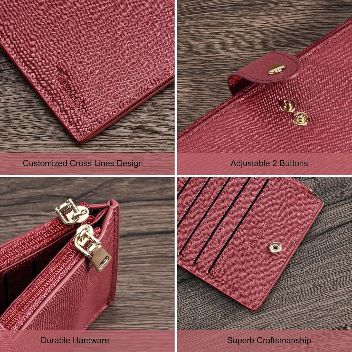 Travelambo RFID Wallet Women Large Size Bifold Multi Card Wallet Case with Zipper Pocke Credit Card Holder for Women