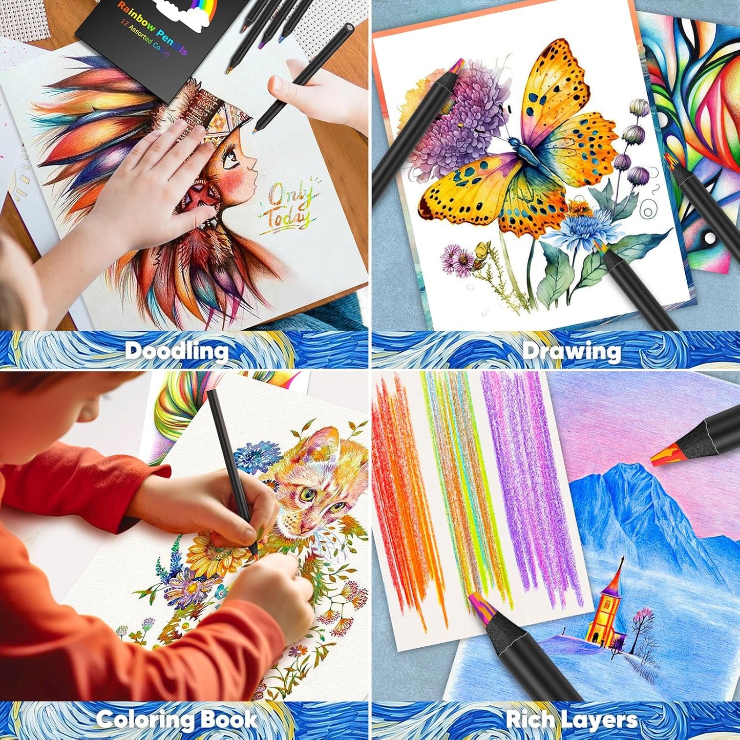 School Supplies for Teachers, 12 Color Rainbow Pencils Colored Pencils for Kid, Drawing School Supplies Fun Art Teen Girl Gifts Trendy Stuff, Art Supplies Stocking Stuffers for Kids