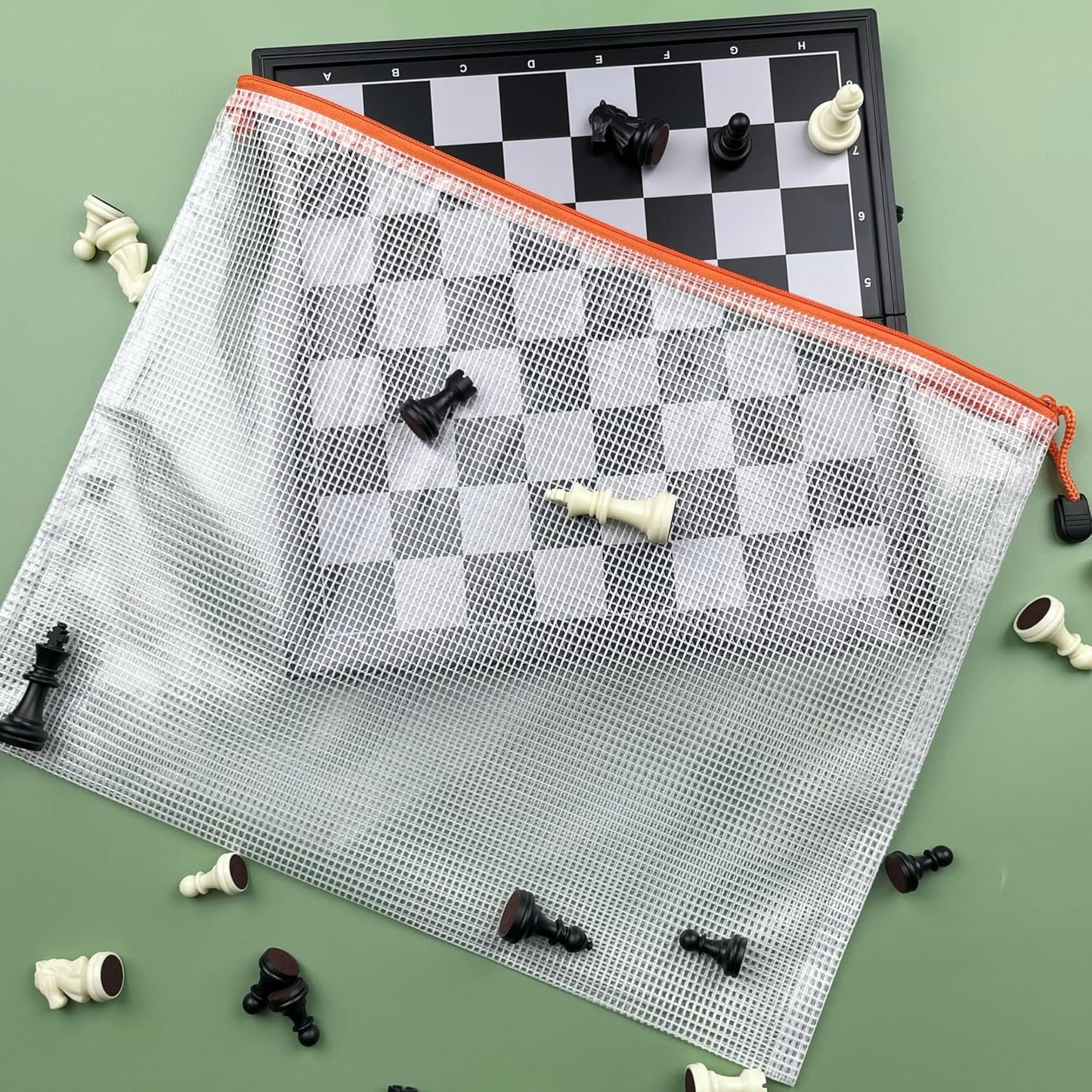 Oaimyy-16Pcs, 7" x 11" inches Mesh Zipper Pouch, Plastic Zip File Folders Puzzle Bags for Organizing,for Office Supplies,Travel,Home Storage-Multicolor