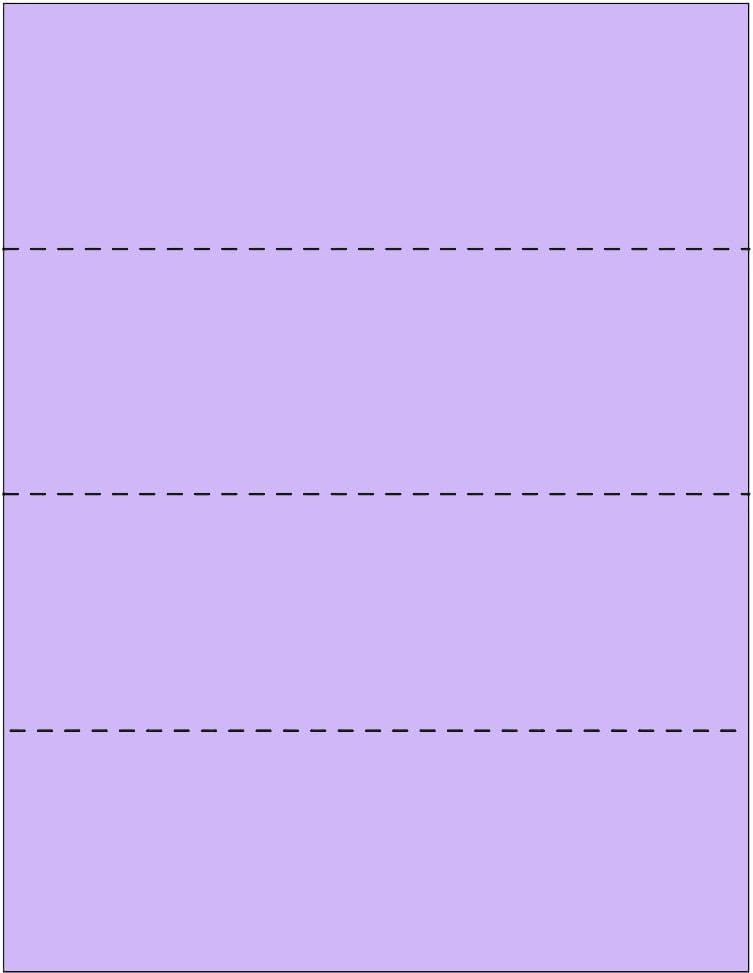 Limited Papers (TM) 8.5x11 Perforated Paper, Variety of Perforation Sizes and Colors, for Forms, Tickets, Postcards, Business Cards. (Lavender/orchid, 4 up - horizontal every 2.75")