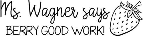 Custom Self-Inking Teacher Stamps | 49 Designs | Fun Phrases | Grading Made Easy | Classroom and Library Book Stamps (Berry Good Work, Xtra Large)