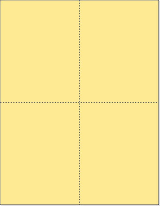 Limited Papers (TM) 8.5x11 Perforated Paper, 20/50 Pound, 75 GSM, Variety of Perforation Sizes and Colors, for Forms, Tickets, Postcards, Business Cards. (Buff, 4 up – 1 Hor. & 1 Ver.)